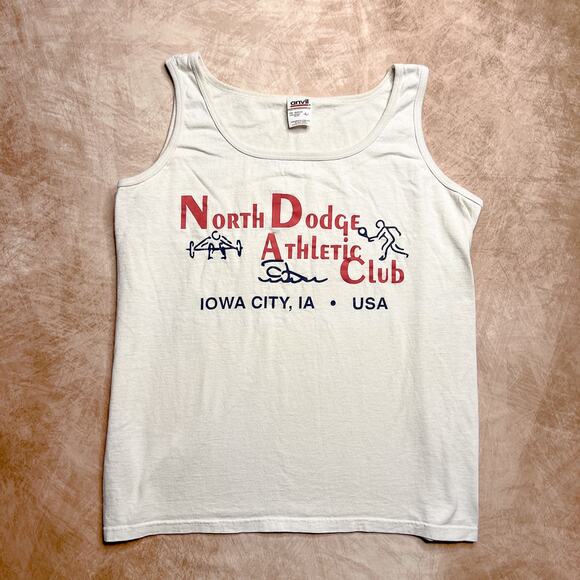Vintage Y2K North Dodge Athletic Club Tank Top Iowa City Anvil Sportswear Retro - Picture 7 of 7